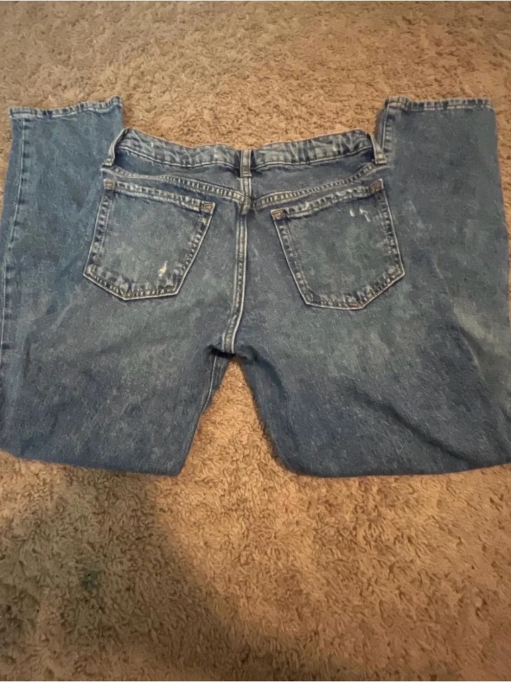 GAP Distressed Blue Straight-Leg Jeans
